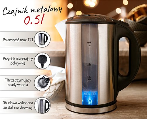 Adler tējkanna metāla 1,7 L