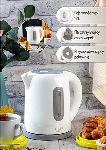 Adler tējkanna plastmasas 1,7 L