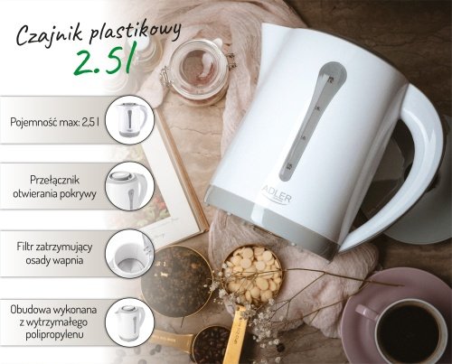 Adler tējkanna plastmasas 2,5 L