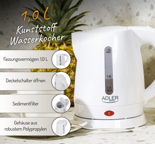 Adler tējkanna plastmasas 1,0 L