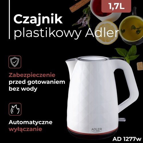 Adler tējkanna plastmasas 1,7 L