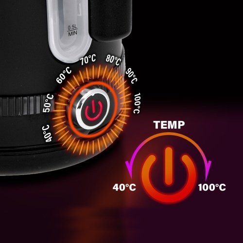 Tējkanna 1,7L ar LCD displeju & temperatūras regulācija, melna
