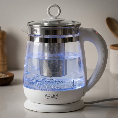 Tējkanna stikla 1,5 l - ar temperatūras vadība un tea infuser