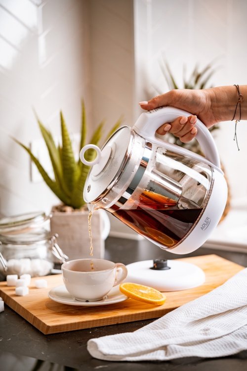Tējkanna stikla 1,5 l - ar temperatūras vadība un tea infuser