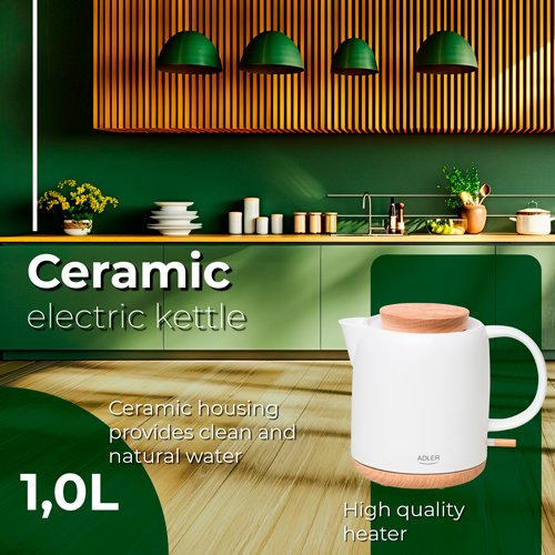 Adler elektriskā tējkanna keramikas 1,0L