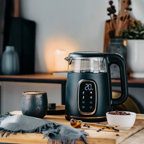 Elektriskā stikla tējkanna ar LED displeju & temperatūras regulēšanu 1,7L