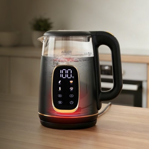 Elektriskā stikla tējkanna ar LED displeju & temperatūras regulēšanu 1,7L