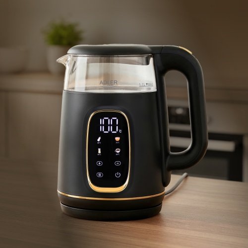 Elektriskā stikla tējkanna ar LED displeju & temperatūras regulēšanu 1,7L