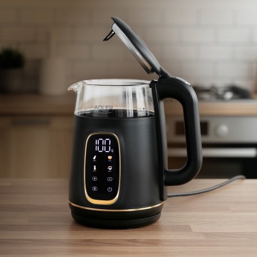 Elektriskā stikla tējkanna ar LED displeju & temperatūras regulēšanu 1,7L