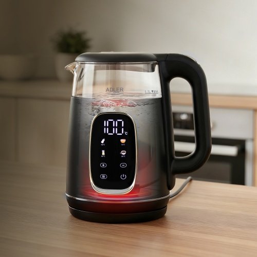 Elektriskā stikla tējkanna ar LED displeju & temperatūras regulēšanu 1,7L