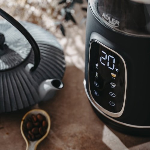 Elektriskā stikla tējkanna ar LED displeju & temperatūras regulēšanu 1,7L