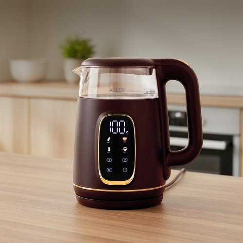Elektriskā stikla tējkanna ar LED displeju & temperatūras regulēšanu 1,7L