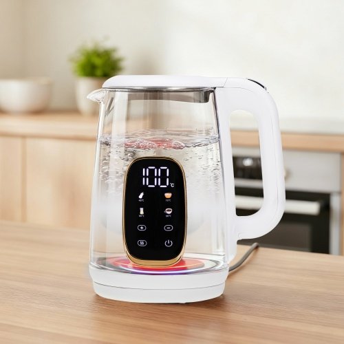 Elektriskā stikla tējkanna ar LED displeju & temperatūras regulēšanu 1,7L