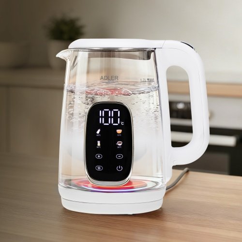 Elektriskā stikla tējkanna ar LED displeju & temperatūras regulēšanu 1,7L