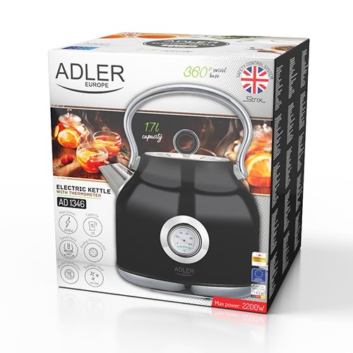 Adler elektriskā tējkanna ar termometru 1,7L Strix