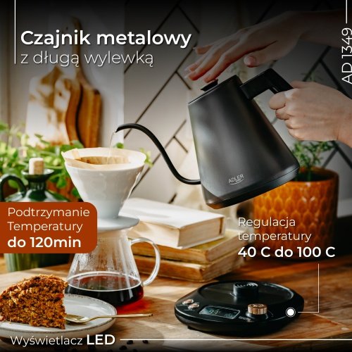 Adler elektriskā tējkanna ar garu snīpi 1,0 l