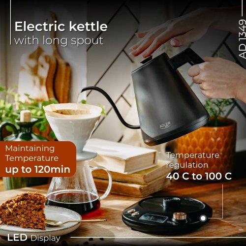 Adler elektriskā tējkanna ar garu snīpi 1,0 l