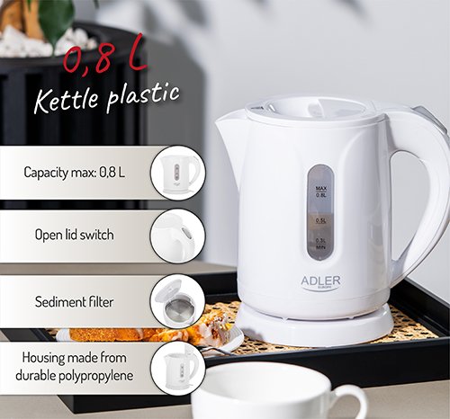 Adler tējkanna plastmasas 0,8 L