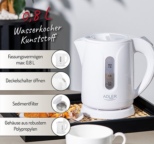 Adler tējkanna plastmasas 0,8 L