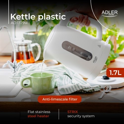 Adler tējkanna plastmasas 1,7 L balta | Strix