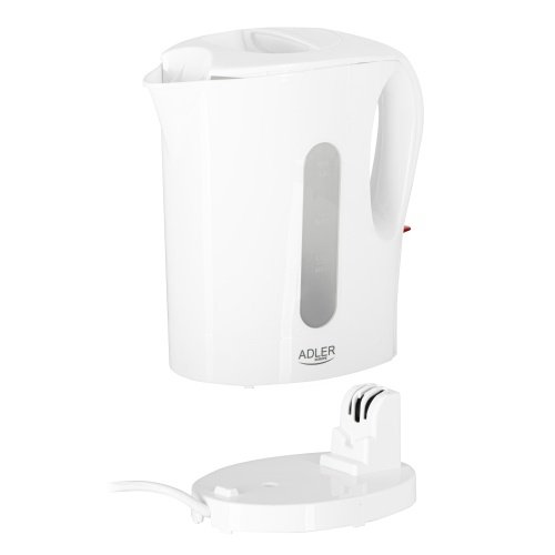 Elektriskais plastmasas tējkannas 1,0 l, 1200 W, ūdens līmeņa rādītājs, automātiskā izslēgšanās, aizsardzība pret vārīšanu bez ūdens, stabila pamatne, balta