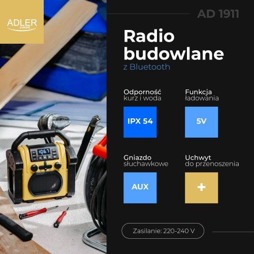 Būvniecības radio ar Bluetooth