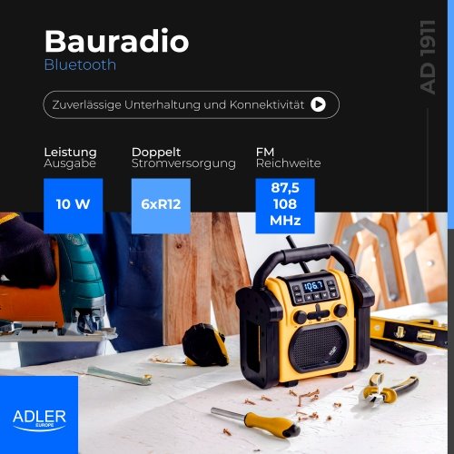 Būvniecības radio ar Bluetooth