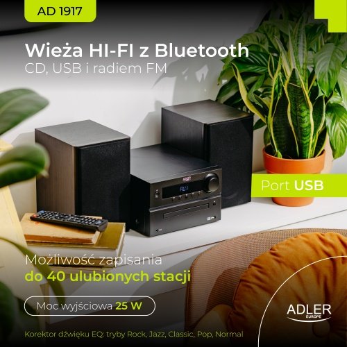 Mini Hi-Fi stereo sistēma ar Bluetooth, CD, USB un FM radio