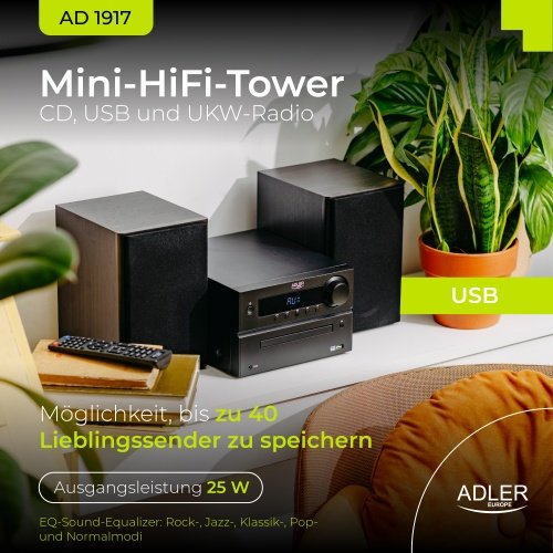 Mini Hi-Fi stereo sistēma ar Bluetooth, CD, USB un FM radio