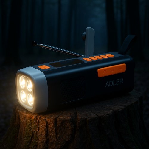 Avārijas radio ar saules uzlādi | Bluetooth 5.0 | 4 W LED lukturis | 4500 mAh ārējais akumulators