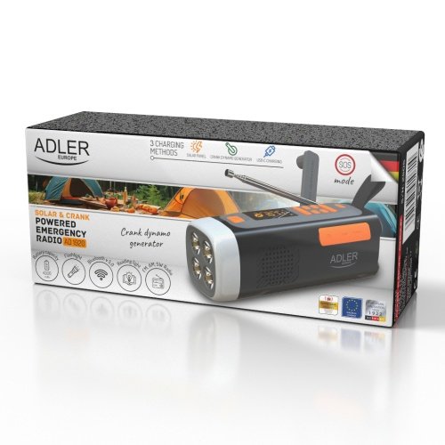 Avārijas radio ar saules uzlādi | Bluetooth 5.0 | 4 W LED lukturis | 4500 mAh ārējais akumulators