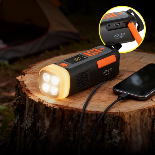 Avārijas radio ar saules uzlādi | Bluetooth 5.0 | 4 W LED lukturis | 4500 mAh ārējais akumulators