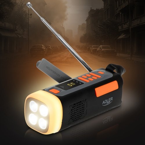 Avārijas radio ar saules uzlādi | Bluetooth 5.0 | 4 W LED lukturis | 4500 mAh ārējais akumulators