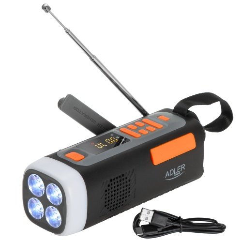 Avārijas radio ar saules uzlādi | Bluetooth 5.0 | 4 W LED lukturis | 4500 mAh ārējais akumulators