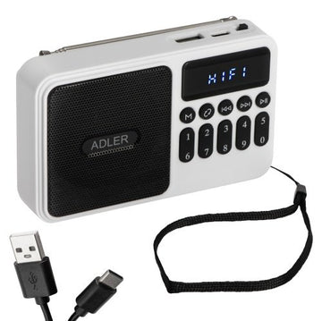 Pārnēsājams FM radio ar Bluetooth, 3 W skaļruni, USB, TF karti, brīvroku funkciju, austiņu izeju, 1200 mAh akumulatoru, USB-C,