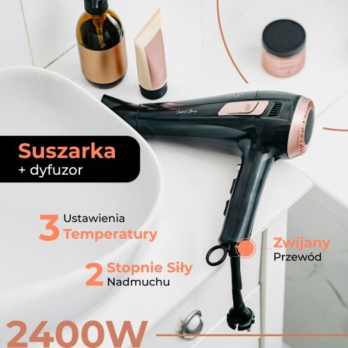 Adler matu fēns ar izvelkamu vadu - 2400W + difuzors