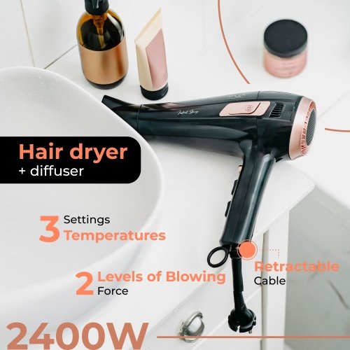 Adler matu fēns ar izvelkamu vadu - 2400W + difuzors