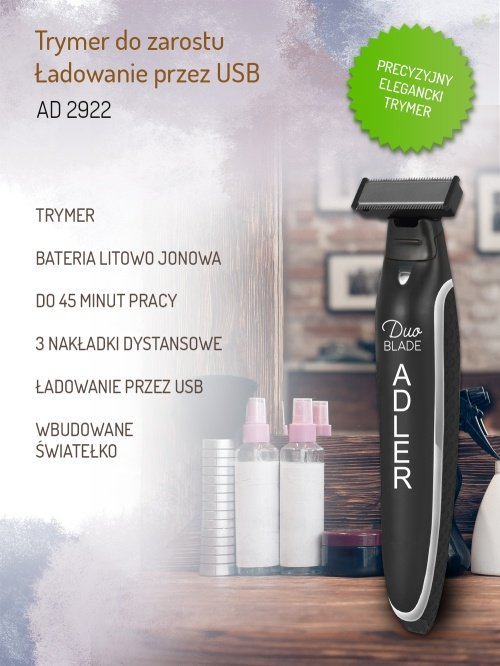Adler trimmeris Beard - USB lādēšana
