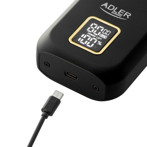 Profesionāls friziera skuveklis ar foliju, divkārša griešanas galviņa, titāna folija, 3 ātruma režīmi (8000–9000 apgr./min.), LCD displejs, USB-C