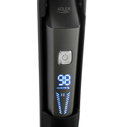 Ķermeņa trimmeris ar garu salokāmu rokturi, USB, platu divpusēju 68 mm asmeni,