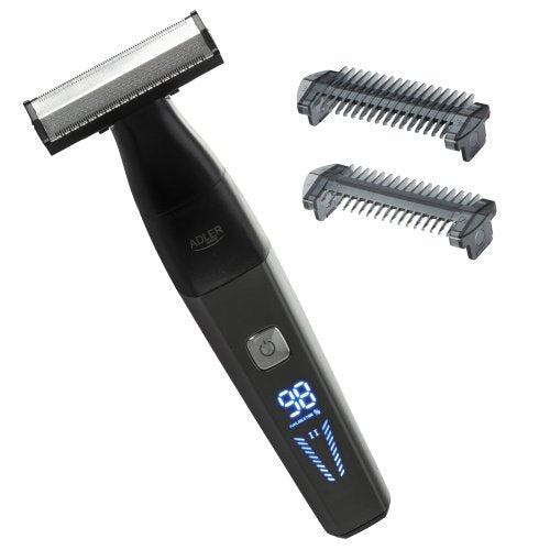 Ķermeņa trimmeris ar garu salokāmu rokturi, USB, platu divpusēju 68 mm asmeni,