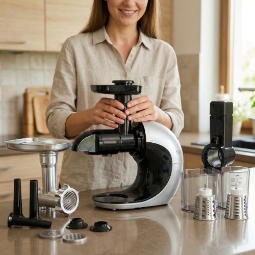 Slow-ātrums juicer 3/1 - Meat mincer, Juicer, Vegetable grater