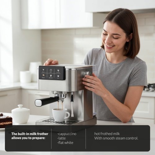 Espresso automāts 20-Bar | Thermoblock | PID | piena putotājs | 5-in-1 kafijas mašīna