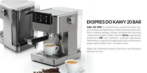 Espresso automāts 20-Bar | Thermoblock | PID | piena putotājs | 5-in-1 kafijas mašīna