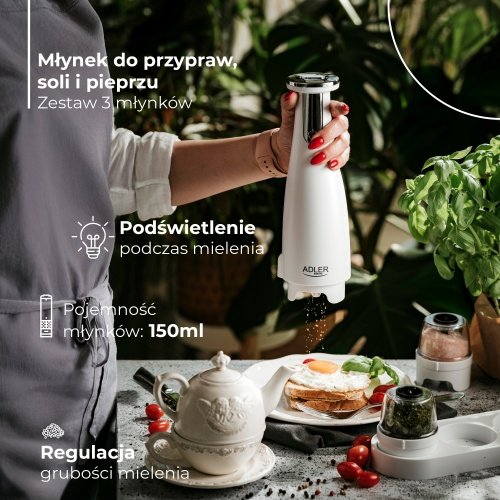 Elektriskā sāls un piparu malamā mašīna – komplekts – 3 malamās mašīnas – USB