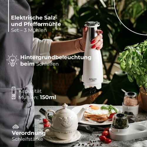 Elektriskā sāls un piparu malamā mašīna – komplekts – 3 malamās mašīnas – USB