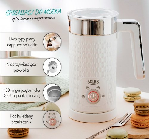 Piena putotājs balts - putotājs un sildītājs (latte un kapučino)