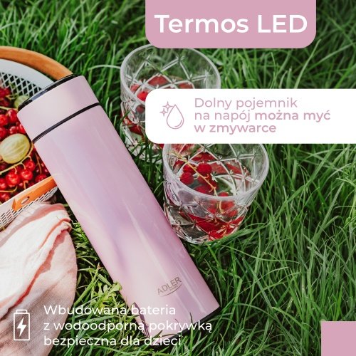 Termoskanna ar LED apgaismojumu, 473 ml, rozā