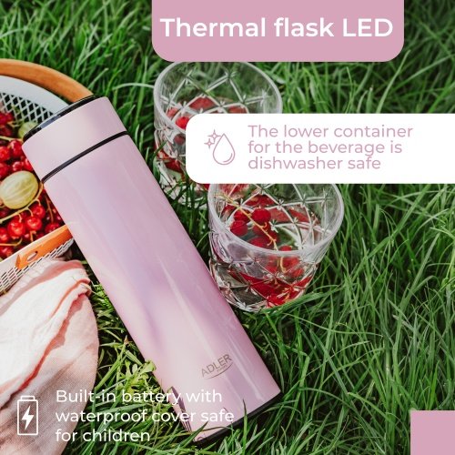 Termoskanna ar LED apgaismojumu, 473 ml, rozā