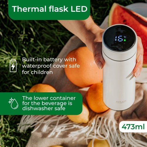 Termoskanna ar LED apgaismojumu, 473 ml, balta